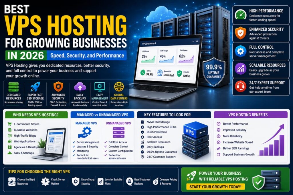 Best VPS Hosting for Growing Businesses in 2026: Speed, Security, and Performance